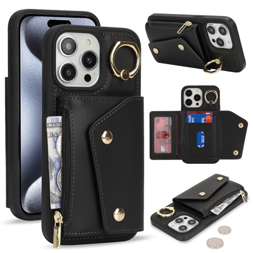 Lipvina für iPhone 14 Plus Hülle mit Kartenhalter Handyhülle mit Schlüsselanhänger Hülle geldbörse Leder Reißverschluss für Herren und Damen - Schwarzer Lipvina für iPhone 14 Plus Hülle mit Kartenhalter Handyhülle mit Schlüsselanhänger Hülle geldbörse Leder Reißverschluss für Herren und Damen - Schwarzer von Lipvina