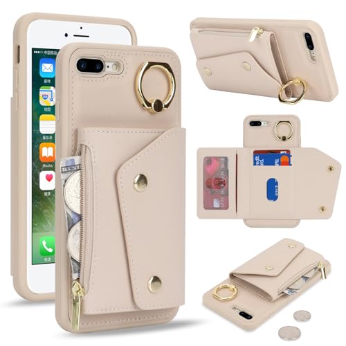 Lipvina für iPhone 7 Plus / 8 Plus Hülle mit Kartenhalter Handyhülle mit Schlüsselanhänger Hülle geldbörse Leder Reißverschluss für Herren und Damen - Aprikose Lipvina für iPhone 7 Plus / 8 Plus Hülle mit Kartenhalter Handyhülle mit Schlüsselanhänger Hülle geldbörse Leder Reißverschluss für Herren und Damen - Aprikose von Lipvina