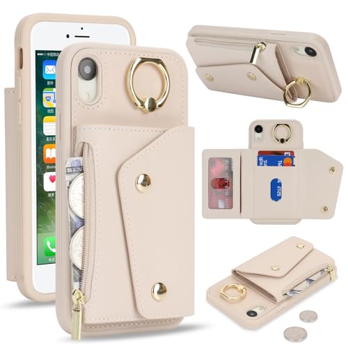Lipvina für iPhone XR Hülle mit Kartenhalter Handyhülle mit Schlüsselanhänger Hülle geldbörse Leder Reißverschluss für Herren und Damen - Aprikose Lipvina für iPhone XR Hülle mit Kartenhalter Handyhülle mit Schlüsselanhänger Hülle geldbörse Leder Reißverschluss für Herren und Damen - Aprikose von Lipvina