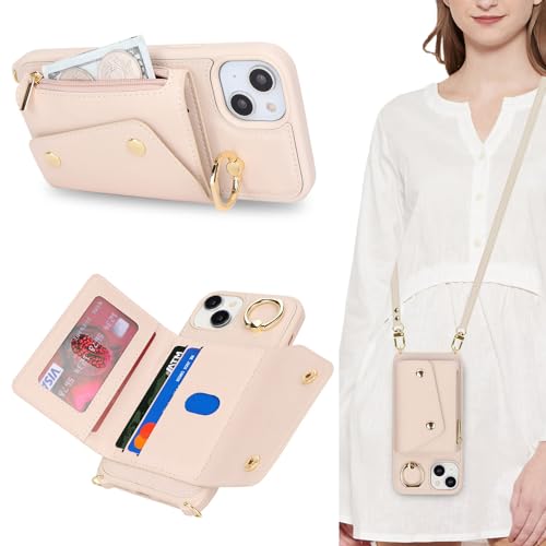 Lipvina Hülle für iPhone 15 Plus Hülle mit Band Kartenhalter handyhülle Hülle für iPhone 15 Plus mit Reißverschluss Band Ring Ständer Case für Frauen - weiß Lipvina Hülle für iPhone 15 Plus Hülle mit Band Kartenhalter handyhülle Hülle für iPhone 15 Plus mit Reißverschluss Band Ring Ständer Case für Frauen - weiß von Lipvina