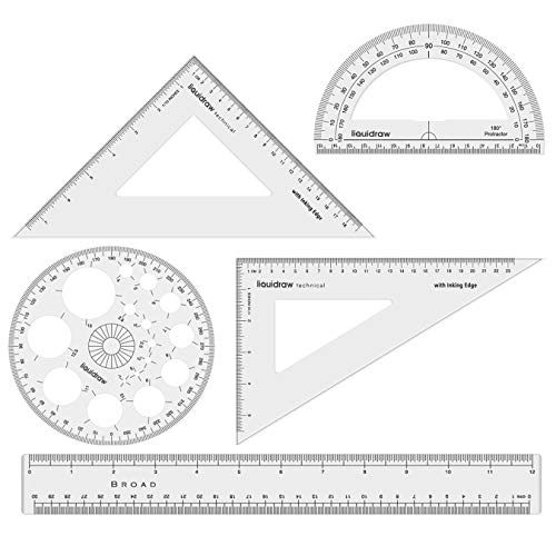 Liquidraw Set Quadrat Dreieck Lineal Geometrie Set Profi Winkelmesser 5er Set Groß Liquidraw Set Quadrat Dreieck Lineal Geometrie Set Profi Winkelmesser 5er Set Groß von Liquidraw