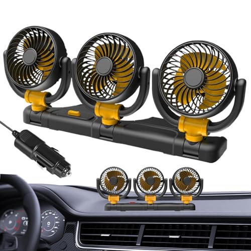 Armaturenbrett-Lüfter – 12 V & 24 V rotierender Lüfter mit drei Lüftern | Zweistufige Kühlung – Ideal für Roadtrips, Minivans, Wohnmobile und LKWs von Liqzirtu
