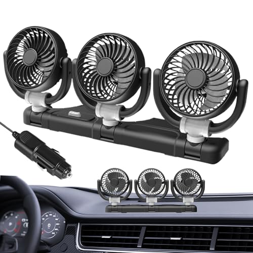 Armaturenbrett-Lüfter – 12 V & 24 V rotierender Lüfter mit drei Lüftern | Zweistufige Kühlung – Ideal für Roadtrips, Minivans, Wohnmobile und LKWs von Liqzirtu