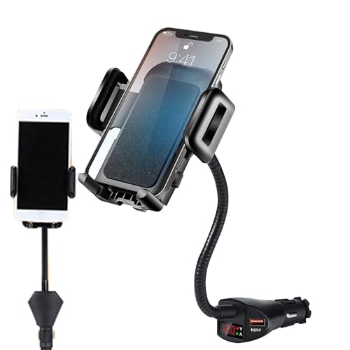 Auto-Handyhalterung – Zigarettenanzünder-Anschluss, QC-Digitalanzeige, Navigations-Handyhalterung | Tragbare 3-in-1-Ladehalterung mit zwei USB-Anschlüssen, 18-W-Schnellladefunktion, 360-Grad-Drehhalte Auto-Handyhalterung – Zigarettenanzünder-Anschluss, QC-Digitalanzeige, Navigations-Handyhalterung | Tragbare 3-in-1-Ladehalterung mit zwei USB-Anschlüssen, 18-W-Schnellladefunktion, 360-Grad-Drehhalte von Liqzirtu