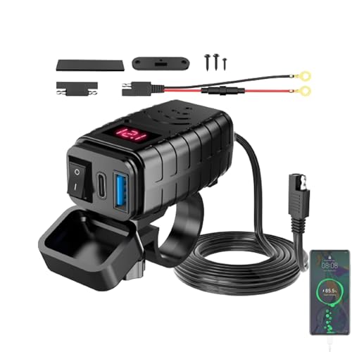 Motorrad -Telefon Ladegerät - Motorrad USB -Ladesteck, Motorrad -Telefonladegerät | Motorrad -USB -Ladegerät mit Voltmeter, Hochgeschwindigkeits -Motorrad -Telefonladegerät für Telefontablettenkamera Motorrad -Telefon Ladegerät - Motorrad USB -Ladesteck, Motorrad -Telefonladegerät | Motorrad -USB -Ladegerät mit Voltmeter, Hochgeschwindigkeits -Motorrad -Telefonladegerät für Telefontablettenkamera von Liqzirtu