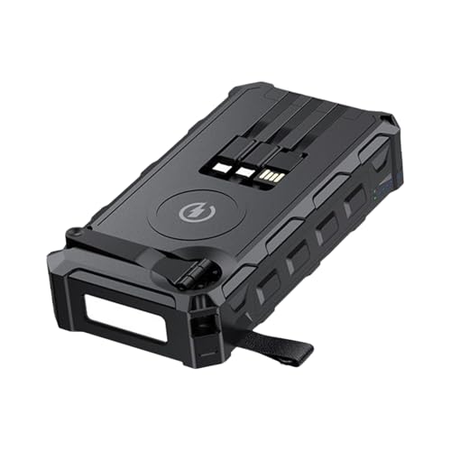 Solar-Powerbank – Faltbarer kabelloser Akku, tragbares Ladegerät, Kurbel-Powerbank für Handys mit Taschenlampe, SOS-Alarm und für Radfahrer, Angler und Wanderer von Liqzirtu