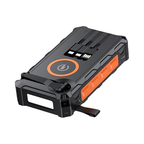 Solar-Powerbank – Faltbarer kabelloser Akku, tragbares Ladegerät, Kurbel-Powerbank für Handys mit Taschenlampe, SOS-Alarm und für Radfahrer, Angler und Wanderer Solar-Powerbank – Faltbarer kabelloser Akku, tragbares Ladegerät, Kurbel-Powerbank für Handys mit Taschenlampe, SOS-Alarm und für Radfahrer, Angler und Wanderer von Liqzirtu