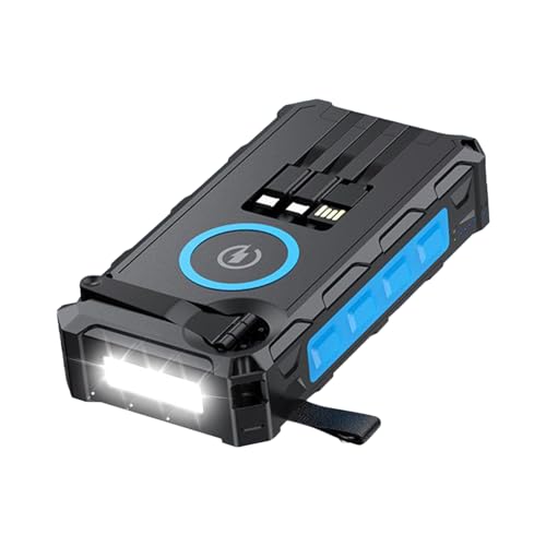 Solar-Powerbank – Faltbarer kabelloser Akku, tragbares Ladegerät, Kurbel-Powerbank für Handys mit Taschenlampe, SOS-Alarm und für Radfahrer, Angler und Wanderer Solar-Powerbank – Faltbarer kabelloser Akku, tragbares Ladegerät, Kurbel-Powerbank für Handys mit Taschenlampe, SOS-Alarm und für Radfahrer, Angler und Wanderer von Liqzirtu