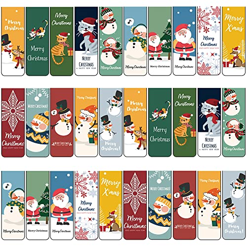 30 Stück Lesezeichen Weihnachten,Lesezeichen Magnetisch,Lesezeichen mit Schneemann Weihnachtsbaum Muster,Magnetische Lesezeichen Kinder,Magnetlesezeichen,Magnetic Bookmark,Markierungen lesezeichen von Lircentoud