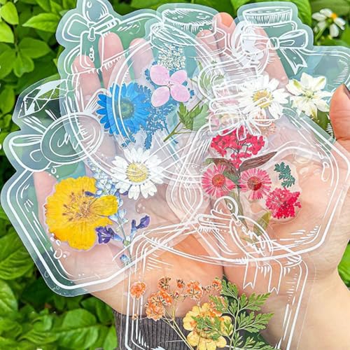 40/120 Pcs Transparent Dried Flower Bookmarks, Handmade DIY Clear Bookmarks for Pressed Flowers, Thousand Flower Bookmark Kit for Spring (40 PCS-D) von Lircofi