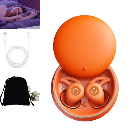 Lircofi Novonell Snooze Pods Pro, Novonell Sleep Pods, Snoozepods Pro Anti-Schnarch Kopfhorer with ANC, Anti Snore Headphones for Side Sleepers, Schlafkopfhörer Noise Cancelling (Orange) von Lircofi