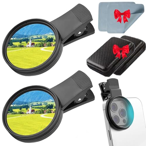 Polarisationsfilter Handy, 52/67mm Polarisationskamera Objektiv Für Smartphones, Ultra Slim Zirkular Cpl Filter Tragbares Polarisationskameraobjektiv Mit Klemme (52mm*2) von Lircofi