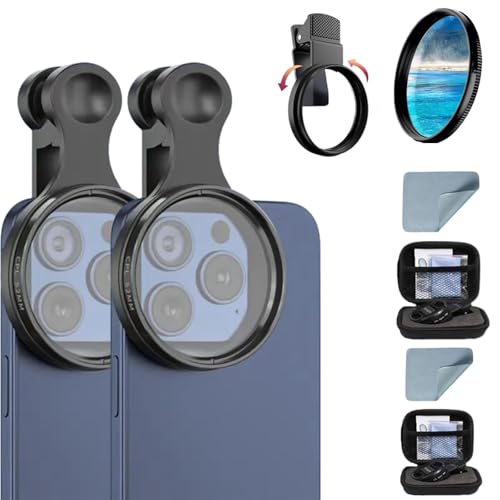 Polarisationskamera Objektiv Für Smartphones, 52mm Clip-0n Tragbares Telefonobjektiv Filter with Clip, Cpl Filter Handy, Polarisationsfilter Handy (Passend Für Alle Modelle) (2PCS) von Lircofi