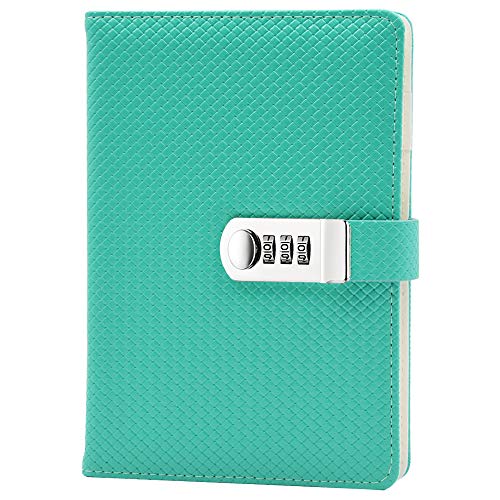 Lirener PU Lederbuch Wieder Auffüllbar Tagebuch Notizbuch Skizzenbuch Journal Planer Organizer(Stricken Muster), A5 Notebook Sketchbook Memo Tagebuch Mit Schloss Code Passwort, 210x145mm von Lirener