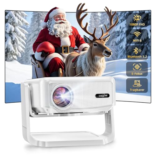 Mini Beamer 4K Full HD 1080P Unterstützt, Elektrischer Fokus und Auto Keystone, WiFi 6 und Bluetooth Beamer, 300 Zoll, 360-Grad-Drehbar Beamer, Ideal für Heimkino und Outdoor, Kompatibel mit Handy,PC Mini Beamer 4K Full HD 1080P Unterstützt, Elektrischer Fokus und Auto Keystone, WiFi 6 und Bluetooth Beamer, 300 Zoll, 360-Grad-Drehbar Beamer, Ideal für Heimkino und Outdoor, Kompatibel mit Handy,PC von Lisowod