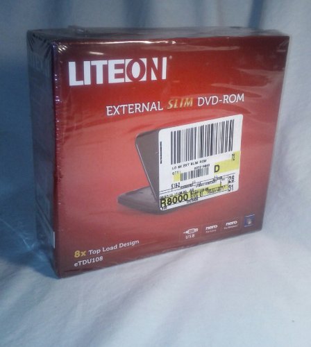 Lite On eTDU108 DVD-ROM (externes Slim DVD-ROM), Schwarz von Lite On
