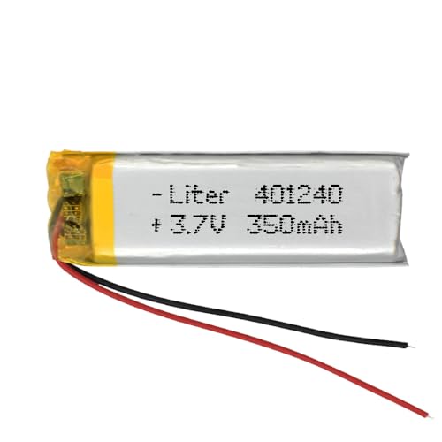 401240 LiPo-Akku, 3,7 V, 350 mAh, 1,295 Wh, 1S, 5 C, für Elektronik, wiederaufladbar, Handy, Video, Smartwatch, GPS-Uhr, nicht geeignet für Funksteuerung 42 x 12 x 4 mm (350 mAh|401240) von Liter energy battery