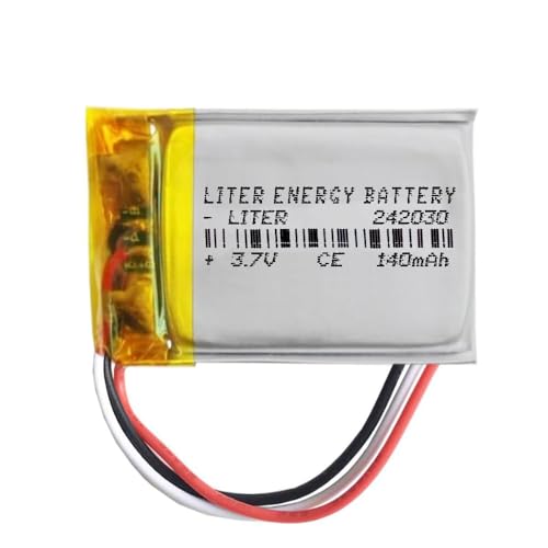Akku 3 Batteriekabel 242030 LiPo 3.7V 140mAh 0.518Wh 1S 5C Liter Energy Battery Wiederaufladbar mit PCM Thermistor NTC für Elektronik - Nicht geeignet für Funksteuerung 32x20x3mm (3P|140mAh|242030) von Liter energy battery