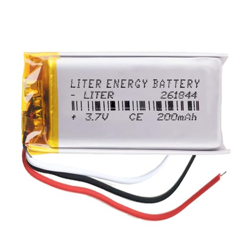 Akku 3 Batteriekabel 261844 LiPo 3.7V 200mAh 0.74Wh 1S 5C Liter Energy Battery Wiederaufladbar mit PCM Thermistor NTC für Elektronik - Nicht geeignet für Funksteuerung 46x18x3mm (3P|200mAh|261844) von Liter energy battery