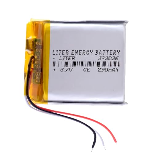 Akku 3 Batteriekabel 323036 LiPo 3.7V 290mAh 1.073Wh 1S 5C Liter Energy Battery Wiederaufladbar mit PCM Thermistor NTC für Elektronik - Nicht geeignet für Funksteuerung 38x30x3.5mm (3P|290mAh|323036) von Liter energy battery