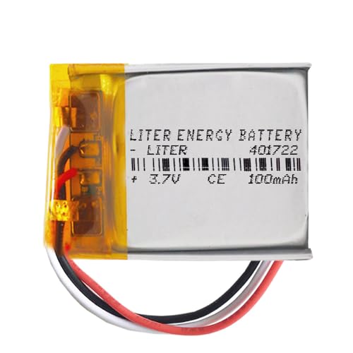 Akku 3 Batteriekabel 401722 LiPo 3.7V 100mAh 0.37Wh 1S 5C Liter Energy Battery Wiederaufladbar mit PCM Thermistor NTC für Elektronik - Nicht geeignet für Funksteuerung 24x17x4mm (3P|100mAh|401722) von Liter energy battery