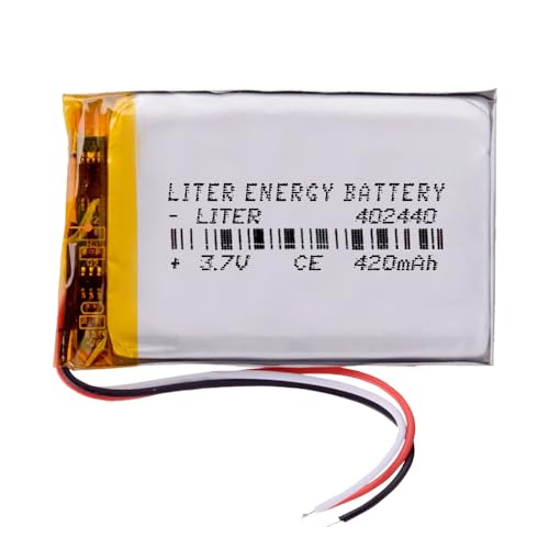 Akku 3 Batteriekabel 402440 LiPo 3.7V 420mAh 1.554Wh 1S 5C Liter Energy Battery Wiederaufladbar mit PCM Thermistor NTC für Elektronik - Nicht geeignet für Funksteuerung 42x24x4mm (3P|420mAh|402440) von Liter energy battery
