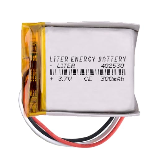 Akku 3 Batteriekabel 402530 LiPo 3.7V 300mAh 1.11Wh 1S 5C Liter Energy Battery Wiederaufladbar mit PCM Thermistor NTC für Elektronik - Nicht geeignet für Funksteuerung 32x25x4mm (3P|300mAh|402530) von Liter energy battery