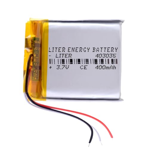 Akku 3 Batteriekabel 403035 LiPo 3.7V 400mAh 1.48Wh 1S 5C Liter Energy Battery Wiederaufladbar mit PCM Thermistor NTC für Elektronik - Nicht geeignet für Funksteuerung 37x30x4mm (3P|400mAh|403035) von Liter energy battery