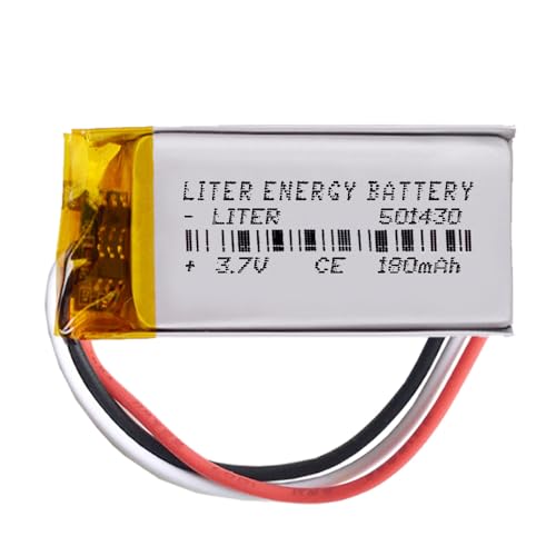 Akku 3 Batteriekabel 501430 LiPo 3.7V 180mAh 0.666Wh 1S 5C Liter Energy Battery Wiederaufladbar mit PCM Thermistor NTC für Elektronik - Nicht geeignet für Funksteuerung 32x14x5mm (3P|180mAh|501430) von Liter energy battery