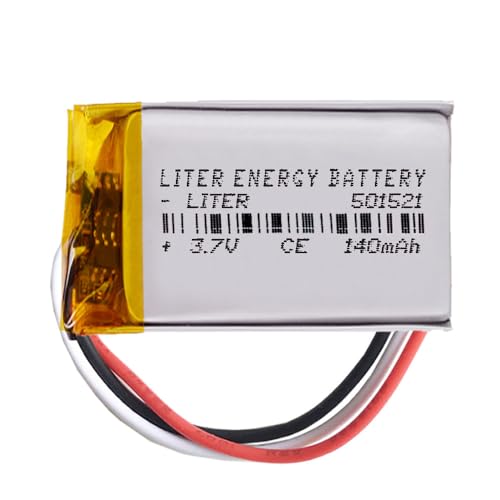 Akku 3 Batteriekabel 501521 LiPo 3.7V 140mAh 0.518Wh 1S 5C Liter Energy Battery Wiederaufladbar mit PCM Thermistor NTC für Elektronik - Nicht geeignet für Funksteuerung 23x15x5mm (3P|140mAh|501521) von Liter energy battery