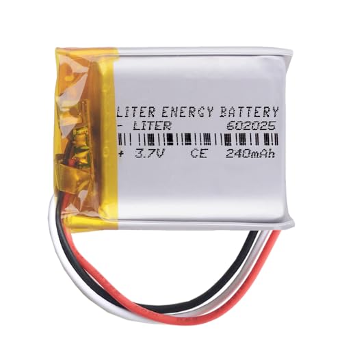 Akku 3 Batteriekabel 602025 LiPo 3.7V 240mAh 0.888Wh 1S 5C Liter Energy Battery Wiederaufladbar mit PCM Thermistor NTC für Elektronik - Nicht geeignet für Funksteuerung 27x20x6mm (3P|240mAh|602025) von Liter energy battery