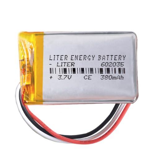 Akku 3 Batteriekabel 602035 LiPo 3.7V 380mAh 1.406Wh 1S 5C Liter Energy Battery Wiederaufladbar mit PCM Thermistor NTC für Elektronik - Nicht geeignet für Funksteuerung 37x20x6mm (3P|380mAh|602035) von Liter energy battery