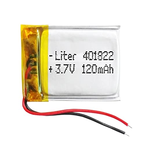 Akku 401822 LiPo 3.7V 120mAh 0.444Wh 1S 5C Liter Energy Battery Lithium Polymer Batterien Schutzplatine für Elektronik Wiederaufladbar - Nicht geeignet für Funksteuerung 24x18x4mm (120mAh|401822) von Liter energy battery
