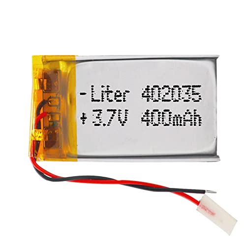 Akku 402035 LiPo 3.7V 400mAh 1.48Wh 1S 5C Liter Energy Battery para Electrónica Recargable teléfono portátil vídeo smartwatch reloj GPS - No Apta para Radio Control 37x20x4mm (400mAh|402035) von Liter energy battery