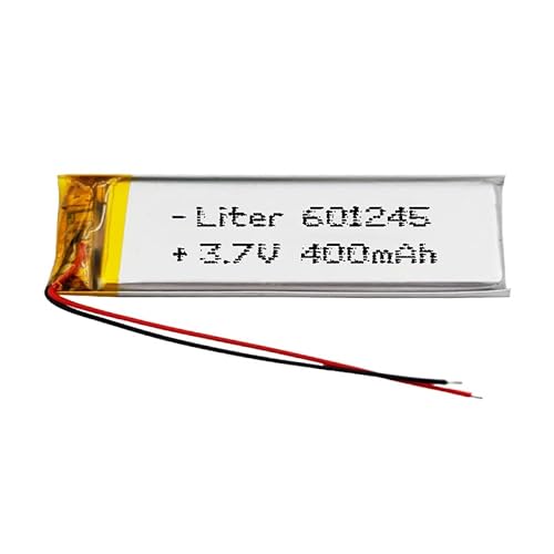 Akku 601245 LiPo 3.7V 400mAh 1.48Wh 1S 5C Liter Energy Battery para Electrónica Recargable teléfono portátil vídeo smartwatch reloj GPS - No Apta para Radio Control 47x12x6mm (400mAh|601245) von Liter energy battery