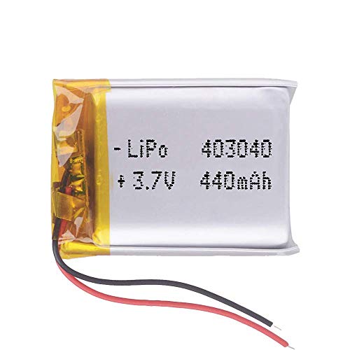 DronePost Batterie 403040 LiPo 3.7V 440mAh 1S Wiederaufladbar Handy Tragbar Video Licht Led GPS (3.7V|440mAh|403040) von Liter energy battery