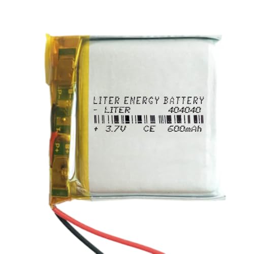 DronePost Batterie 404040 LiPo 3.7V 600mAh 1S Wiederaufladbar Handy Tragbar Video Licht Led GPS (3.7V|600mAh|404040) von Liter energy battery