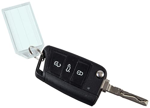100 Stück Schlüsselanhänger aus transparentem Kunststoff inkl. Ring und Papiereinlage (Transparent) von Litfax