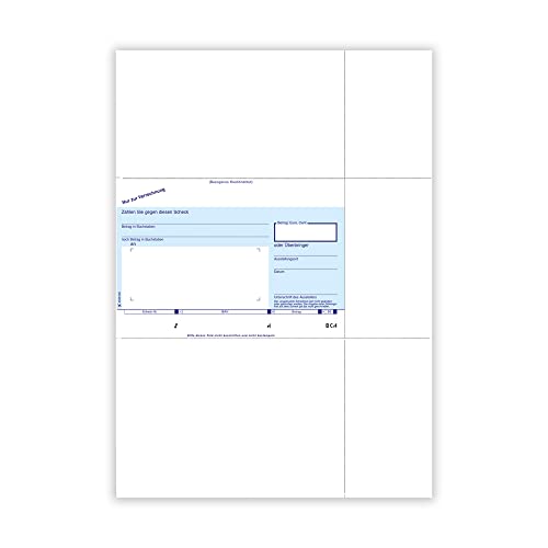100 x SEPA-Verrechnungsscheck, DIN A4, Beleg mittig links von Litfax