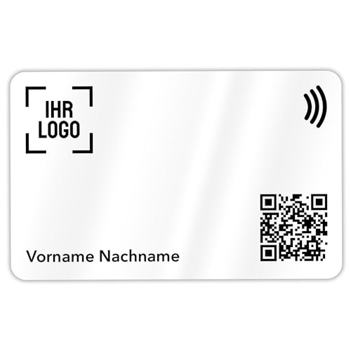Litfax Digitale NFC Visitenkarte – Farbig – NFC Karte inkl. Website & vCard-Profil – Keine monatlichen Gebühren – Kompatibel mit Smartphones (Weiß) von Litfax