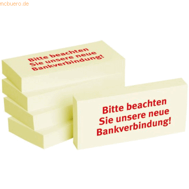 Litfax Haftnotizen 75x35mm gelb 'Bitte beachten Sie unsere neue Bankve Litfax Haftnotizen 75x35mm gelb 'Bitte beachten Sie unsere neue Bankve von Litfax