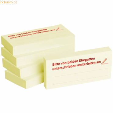Litfax Haftnotizen 75x35mm gelb 'Bitte von beiden Ehegatten unterschri Litfax Haftnotizen 75x35mm gelb 'Bitte von beiden Ehegatten unterschri von Litfax