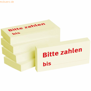 Litfax Haftnotizen 75x35mm gelb 'Bitte zahlen bis' VE = 5 Blöcke Litfax Haftnotizen 75x35mm gelb 'Bitte zahlen bis' VE = 5 Blöcke von Litfax