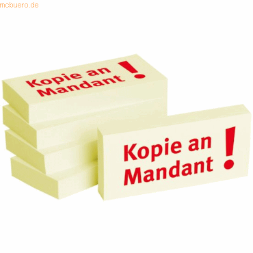 Litfax Haftnotizen 75x35mm gelb 'Kopie an Mandant' VE = 5 Blöcke Litfax Haftnotizen 75x35mm gelb 'Kopie an Mandant' VE = 5 Blöcke von Litfax