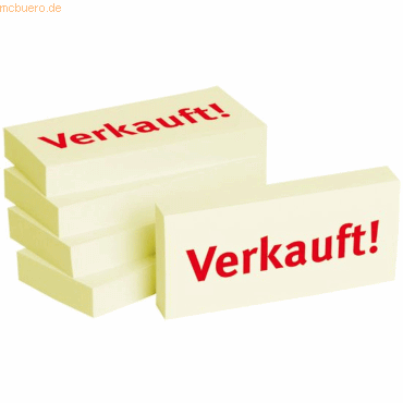 Litfax Haftnotizen 75x35mm gelb 'Verkauft!' VE = 5 Blöcke Litfax Haftnotizen 75x35mm gelb 'Verkauft!' VE = 5 Blöcke von Litfax