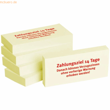 Litfax Haftnotizen 75x35mm gelb 'Zahlungsziel 14 Tage' VE = 5 Blöcke Litfax Haftnotizen 75x35mm gelb 'Zahlungsziel 14 Tage' VE = 5 Blöcke von Litfax