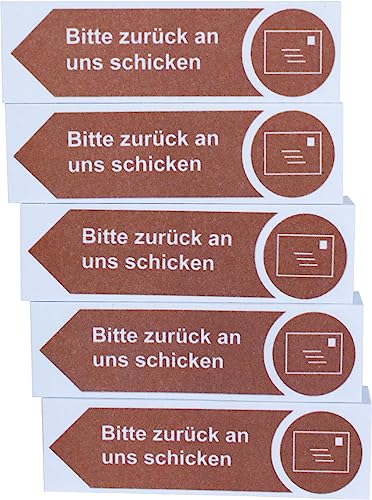 Litfax Haftnotizen Klebezettel "Bitte zurück an uns schicken", 5 Stück je 100 Blatt Sticky Notes – Post It Haftstreifen in Braun mit Pfeilrichtung nach links Litfax Haftnotizen Klebezettel "Bitte zurück an uns schicken", 5 Stück je 100 Blatt Sticky Notes – Post It Haftstreifen in Braun mit Pfeilrichtung nach links von Litfax