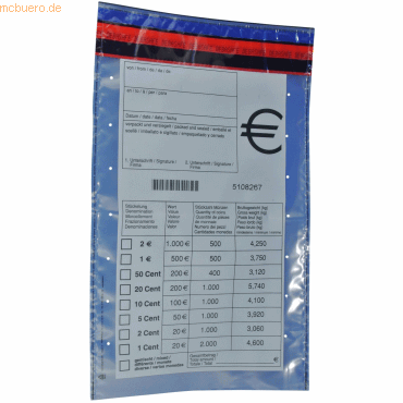 Litfax Münzgeldtasche mit € Mültistückelung 220x370mm VE=100 Stück Litfax Münzgeldtasche mit € Mültistückelung 220x370mm VE=100 Stück von Litfax