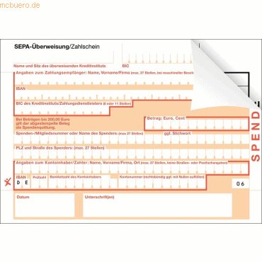 Litfax SEPA-Spendenzahlschein 2-fach neutral VE=1000 Stück von Litfax