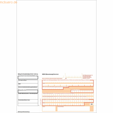 Litfax SEPA-Überweisung/Zahlschein A4 (Beleg unten rechts) VE=100 Stüc von Litfax